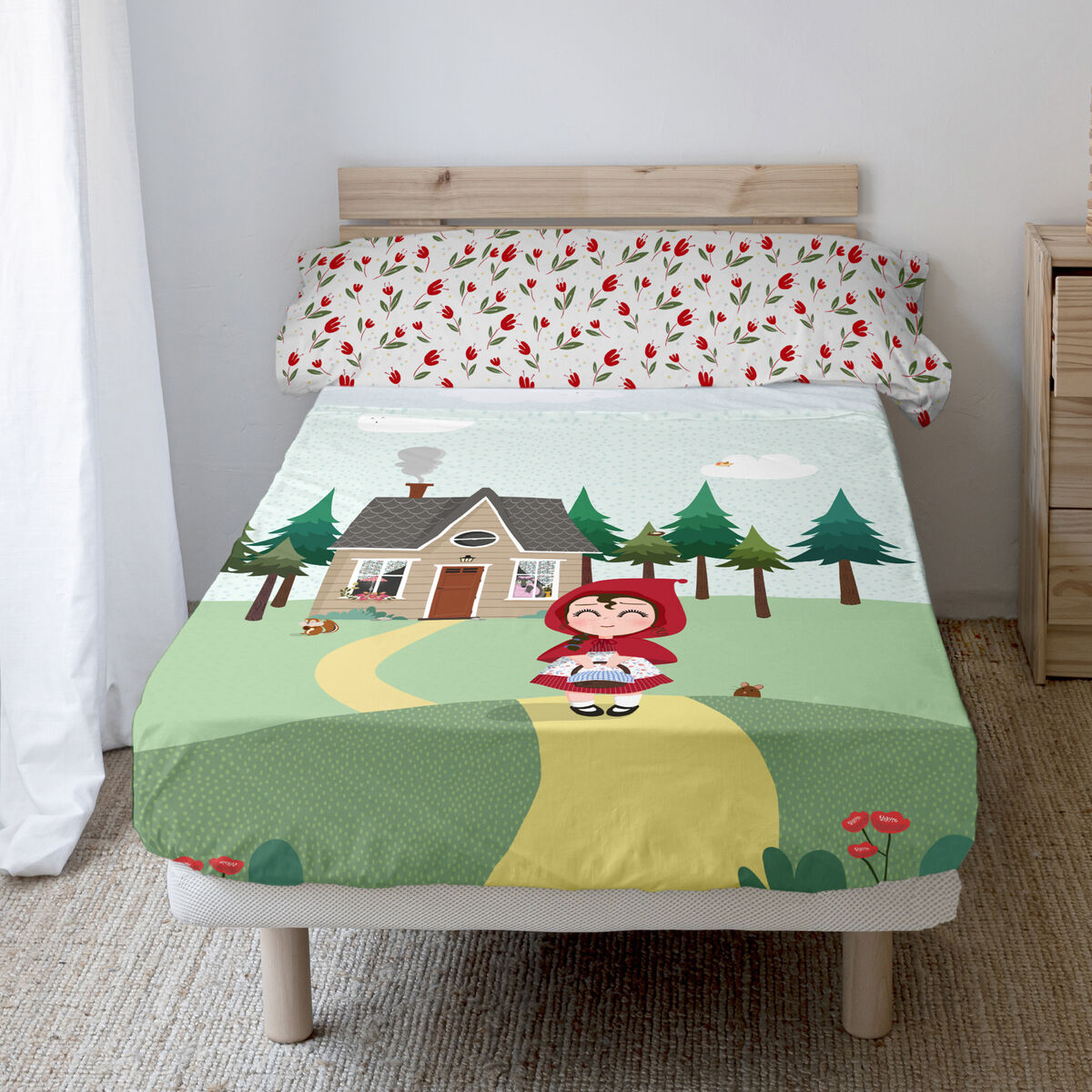 Bedding set HappyFriday Mr Fox Red Riding Hood Multicolour Single 2 Pieces